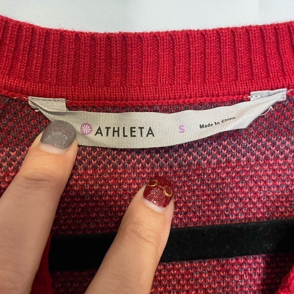 Athleta | Red Fair Isle Sweater Dress Bodycon Size Small Stripe Fitted Knit.‌‌‍‍ - Picture 7 of 8